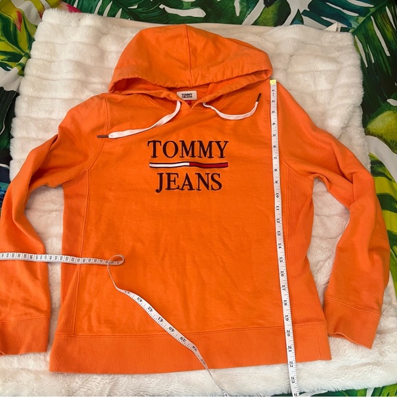 Tommy Hilfiger Jeans S Orange Cotton Blend Logo Casual School Classic Hoodie - Picture 6 of 10